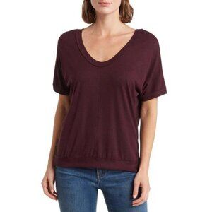 HEATHER BY BORDEAUX Ribbed Scoop Neck T-shirt In Rosewood Women's Sz. XS NWOT